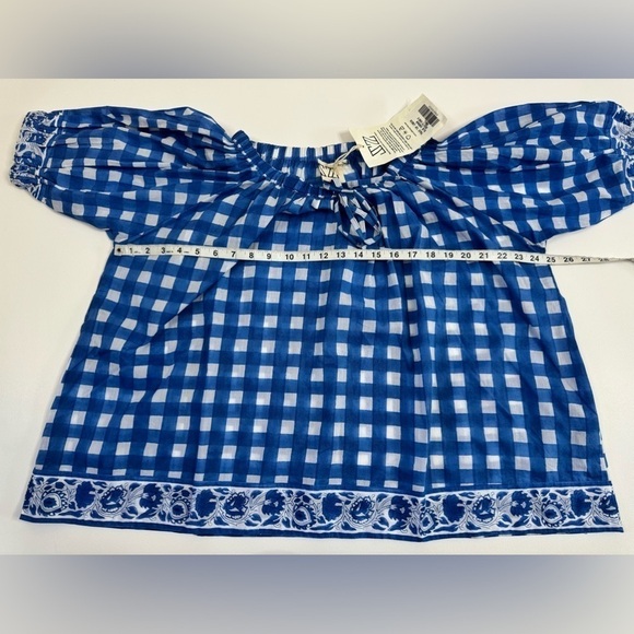 NWT Tuckernuck SZ Blockprints Blue Gingham Tracy London Top Small - Picture 4 of 8